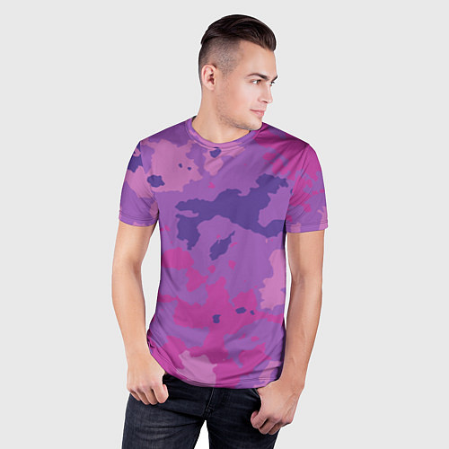 Мужская спорт-футболка Фиолетовый камуфляж / 3D-принт – фото 3