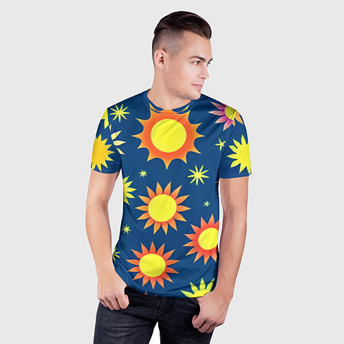 Мужская спорт-футболка Цветы солнца / 3D-принт – фото 3
