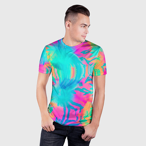 Мужская спорт-футболка Кислотный тай-дай: паттерн / 3D-принт – фото 3