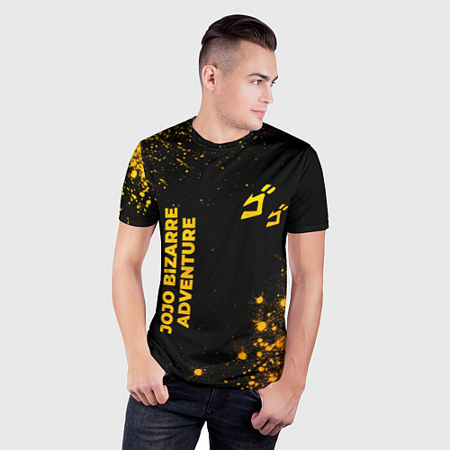 Мужская спорт-футболка JoJo Bizarre Adventure - gold gradient: надпись, с / 3D-принт – фото 3