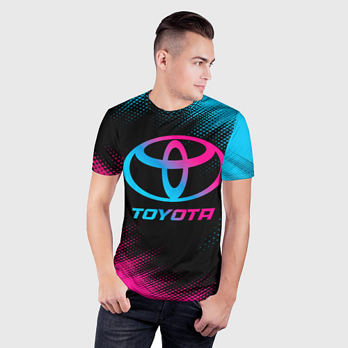 Мужская спорт-футболка Toyota - neon gradient / 3D-принт – фото 3