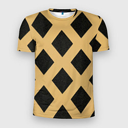 Мужская спорт-футболка Черно-желтый узор геометрические ромбы