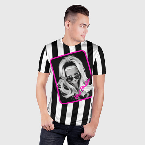 Мужская спорт-футболка Барби и полосы / 3D-принт – фото 3