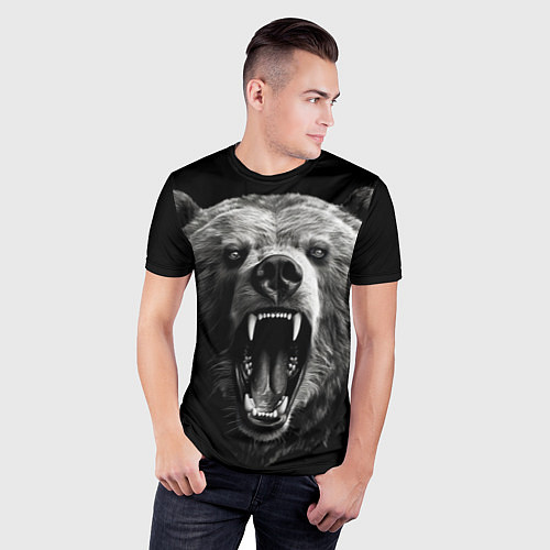 Мужская спорт-футболка Агрессивный таежный медведь / 3D-принт – фото 3