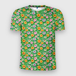 Мужская спорт-футболка Объемные текстурные цветочки