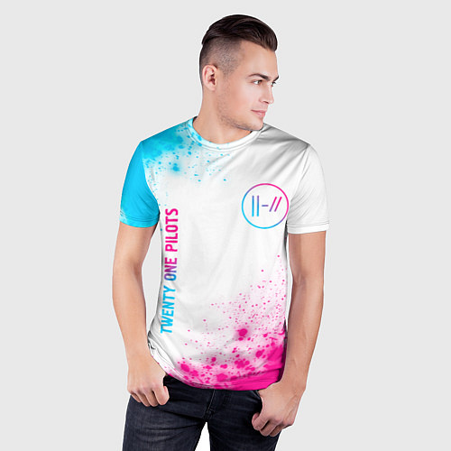 Мужская спорт-футболка Twenty One Pilots neon gradient style: надпись, си / 3D-принт – фото 3