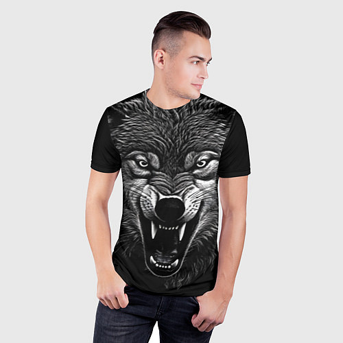 Мужская спорт-футболка Злой волчара / 3D-принт – фото 3