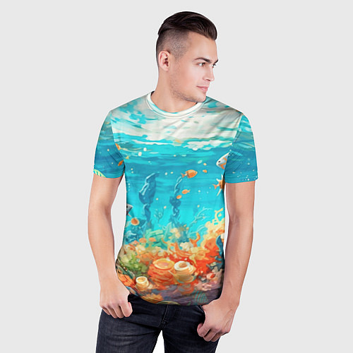 Мужская спорт-футболка Морской подводный мир / 3D-принт – фото 3
