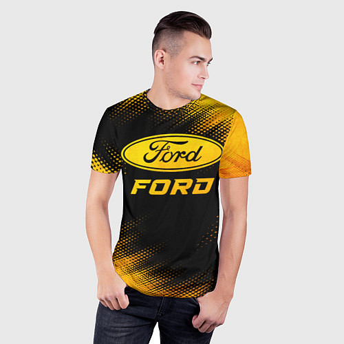 Мужская спорт-футболка Ford - gold gradient / 3D-принт – фото 3