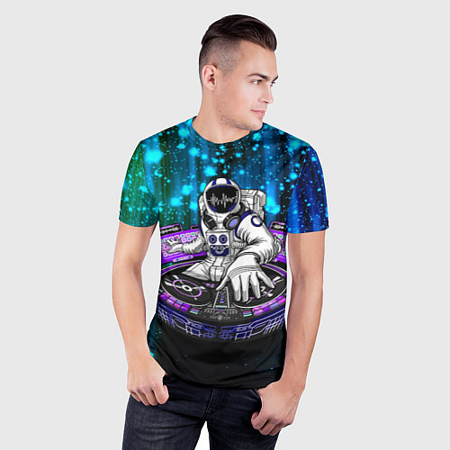 Мужская спорт-футболка Space DJ - neon starfall / 3D-принт – фото 3