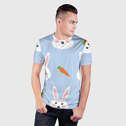 Футболка спортивная мужская Зайчики и морковки, цвет: 3D-принт — фото 2
