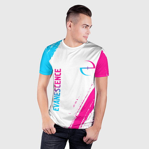 Мужская спорт-футболка Evanescence neon gradient style: надпись, символ / 3D-принт – фото 3