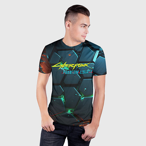 Мужская спорт-футболка Cyberpunk 2077 phantom liberty logo / 3D-принт – фото 3