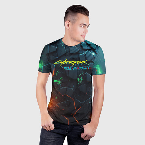 Мужская спорт-футболка Cyberpunk 2077 phantom liberty logo / 3D-принт – фото 3