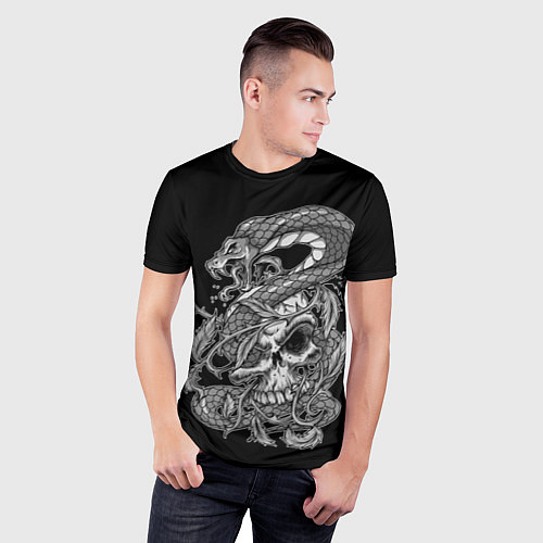 Мужская спорт-футболка Cobra and skull / 3D-принт – фото 3