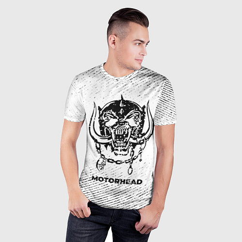 Мужская спорт-футболка Motorhead с потертостями на светлом фоне / 3D-принт – фото 3