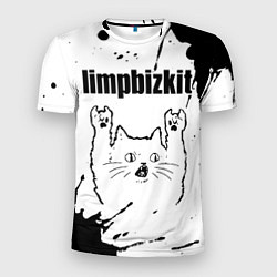 Футболка спортивная мужская Limp Bizkit рок кот на светлом фоне, цвет: 3D-принт