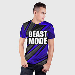 Футболка спортивная мужская Beast mode - синяя униформа, цвет: 3D-принт — фото 2