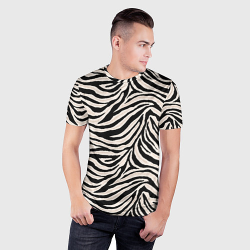Мужская спорт-футболка Полосатая шкура зебры, белого тигра / 3D-принт – фото 3