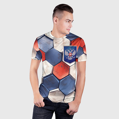Мужская спорт-футболка Объемные плиты флаг России / 3D-принт – фото 3