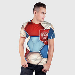 Футболка спортивная мужская Объемные плиты и герб России, цвет: 3D-принт — фото 2