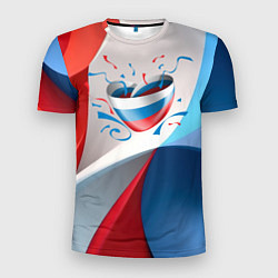 Футболка спортивная мужская Сердце в цветах флага России, цвет: 3D-принт