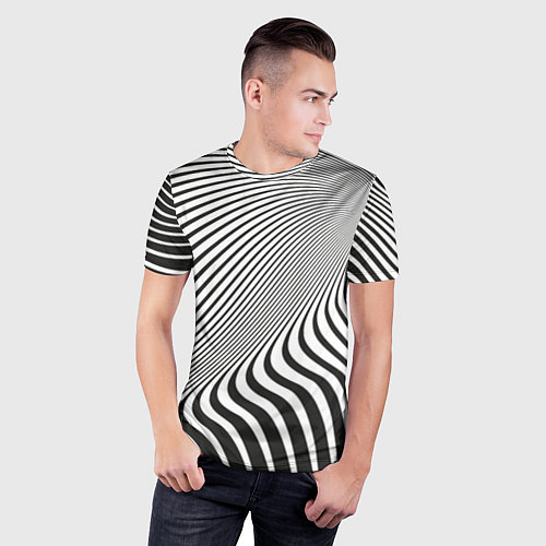 Мужская спорт-футболка Иллюзорные линии / 3D-принт – фото 3