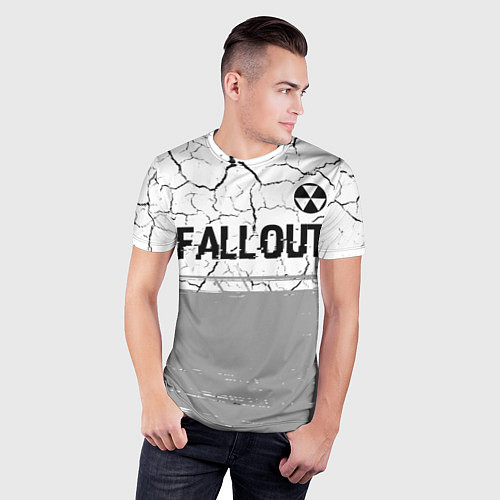 Мужская спорт-футболка Fallout glitch на светлом фоне: символ сверху / 3D-принт – фото 3