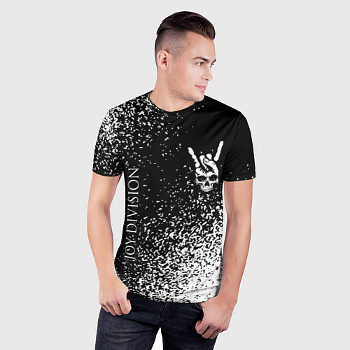 Мужская спорт-футболка Joy Division и рок символ на темном фоне / 3D-принт – фото 3
