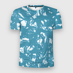 Мужская спорт-футболка Абстракция голубой листья