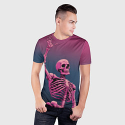 Футболка спортивная мужская Розовый скелет, цвет: 3D-принт — фото 2