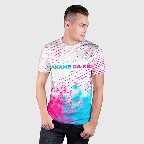 Мужская спорт-футболка Akame ga Kill neon gradient style: символ сверху / 3D-принт – фото 3