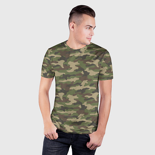 Мужская спорт-футболка Камуфляж лесной зелёный / 3D-принт – фото 3