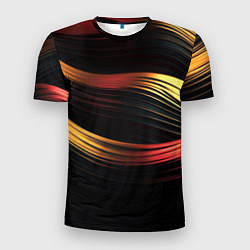 Футболка спортивная мужская Золотистые линии абстракт, цвет: 3D-принт