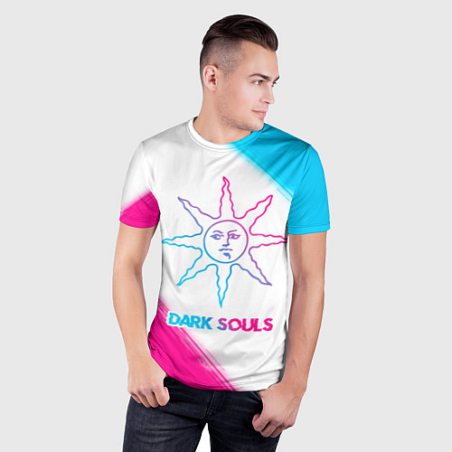 Мужская спорт-футболка Dark Souls neon gradient style / 3D-принт – фото 3