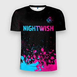 Футболка спортивная мужская Nightwish - neon gradient: символ сверху, цвет: 3D-принт