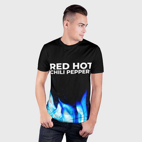 Мужская спорт-футболка Red Hot Chili Peppers blue fire / 3D-принт – фото 3