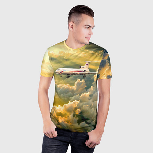 Мужская спорт-футболка Ту-154 Полет в закате / 3D-принт – фото 3