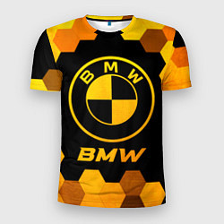 Футболка спортивная мужская BMW - gold gradient, цвет: 3D-принт
