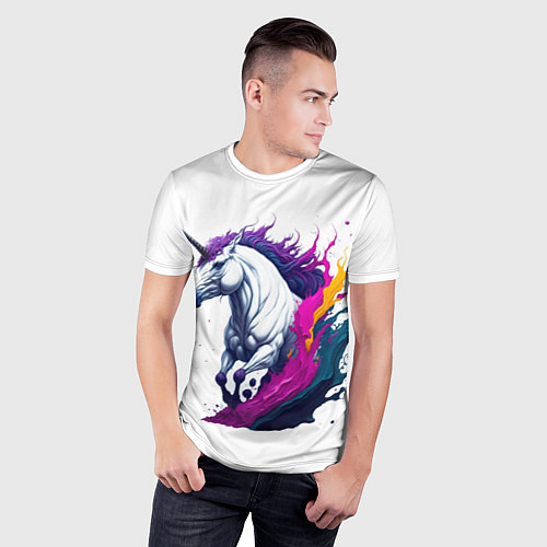 Мужская спорт-футболка Единорог в красках / 3D-принт – фото 3