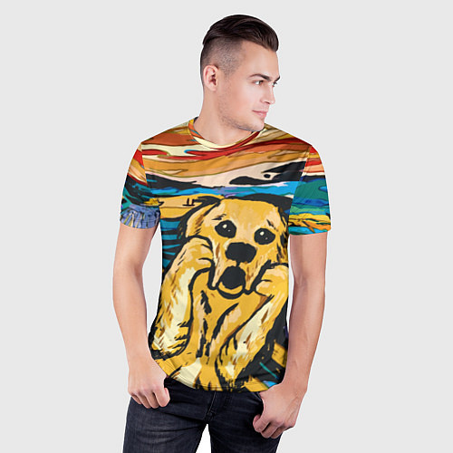 Мужская спорт-футболка Крик собаки / 3D-принт – фото 3