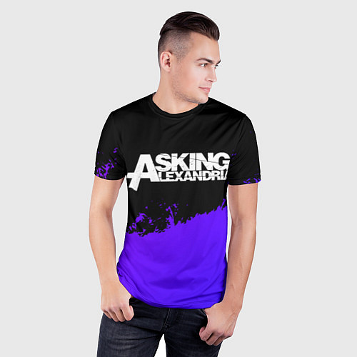 Мужская спорт-футболка Asking Alexandria purple grunge / 3D-принт – фото 3