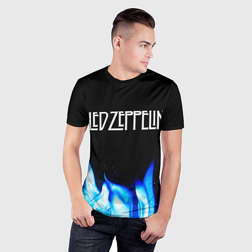 Мужская спорт-футболка Led Zeppelin blue fire / 3D-принт – фото 3