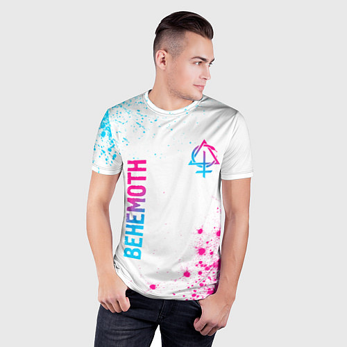 Мужская спорт-футболка Behemoth neon gradient style: надпись, символ / 3D-принт – фото 3