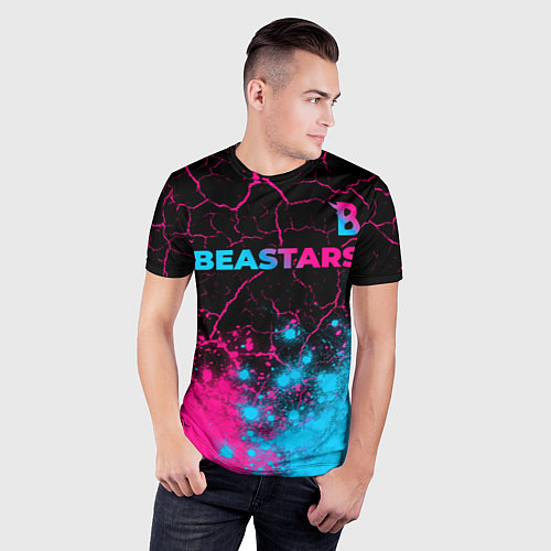 Мужская спорт-футболка Beastars - neon gradient: символ сверху / 3D-принт – фото 3