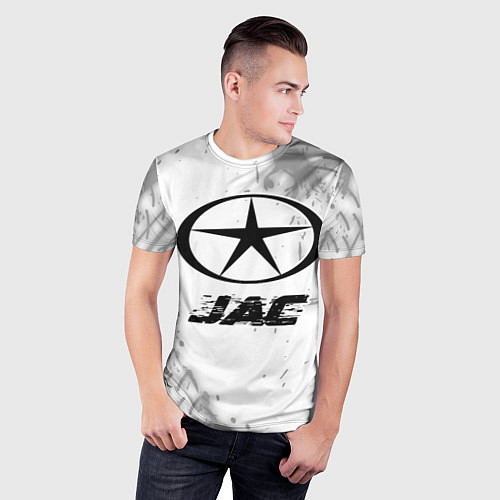 Мужская спорт-футболка JAC speed на светлом фоне со следами шин / 3D-принт – фото 3