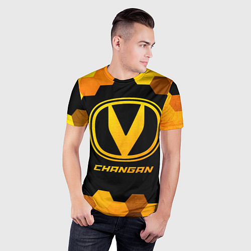 Мужская спорт-футболка Changan - gold gradient / 3D-принт – фото 3