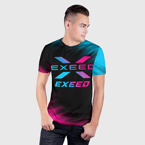 Мужская спорт-футболка Exeed - neon gradient / 3D-принт – фото 3