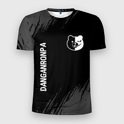 Футболка спортивная мужская Danganronpa glitch на темном фоне: надпись, символ, цвет: 3D-принт