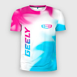Футболка спортивная мужская Geely neon gradient style: надпись, символ, цвет: 3D-принт